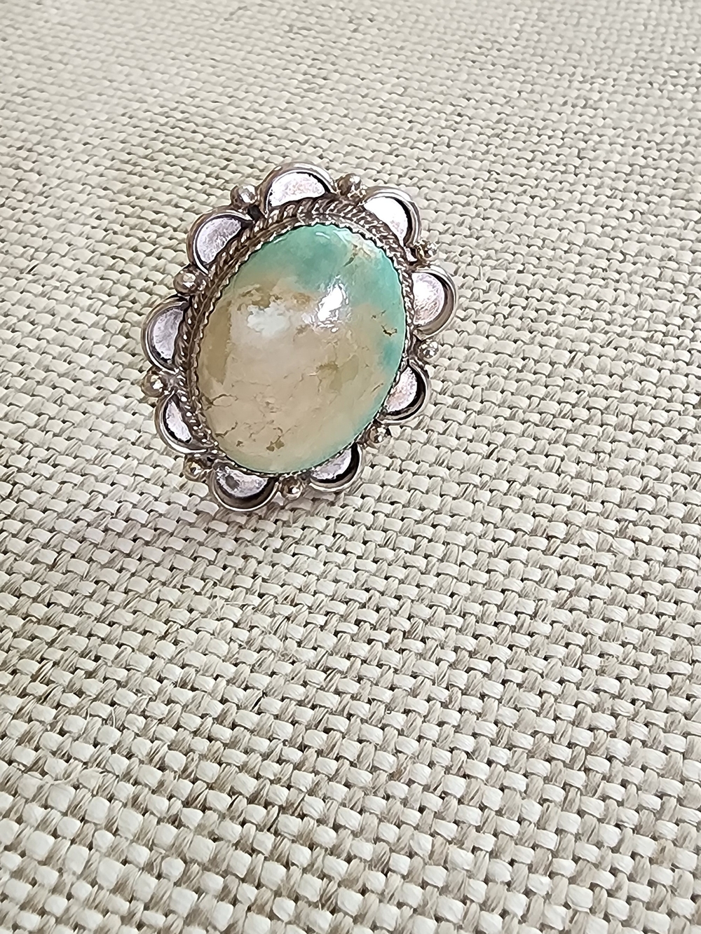 Sterling Silver Turquoise Floral Ring Size 8.75 Native Made